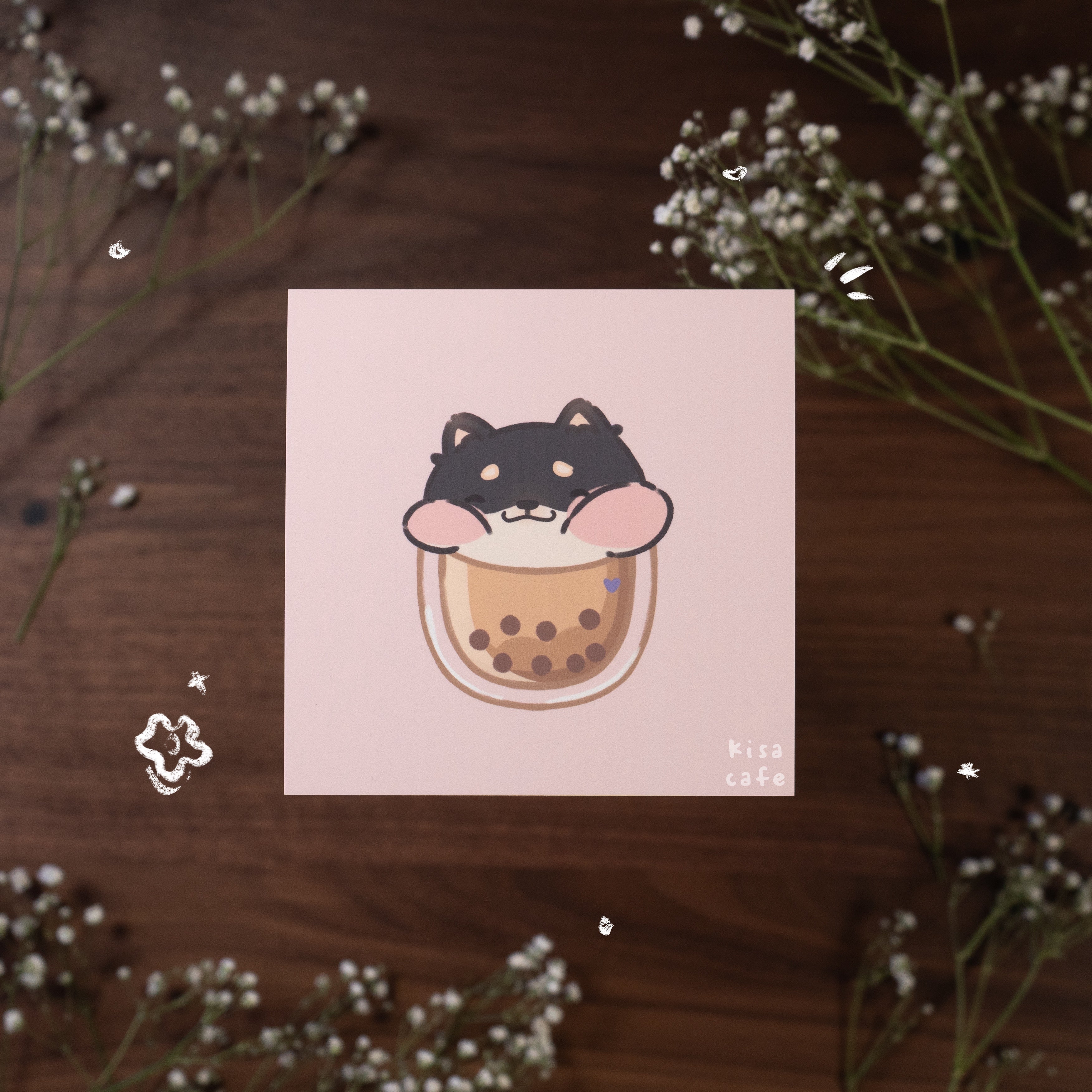 Boba Cafe: Burnt Shiba Mini Print