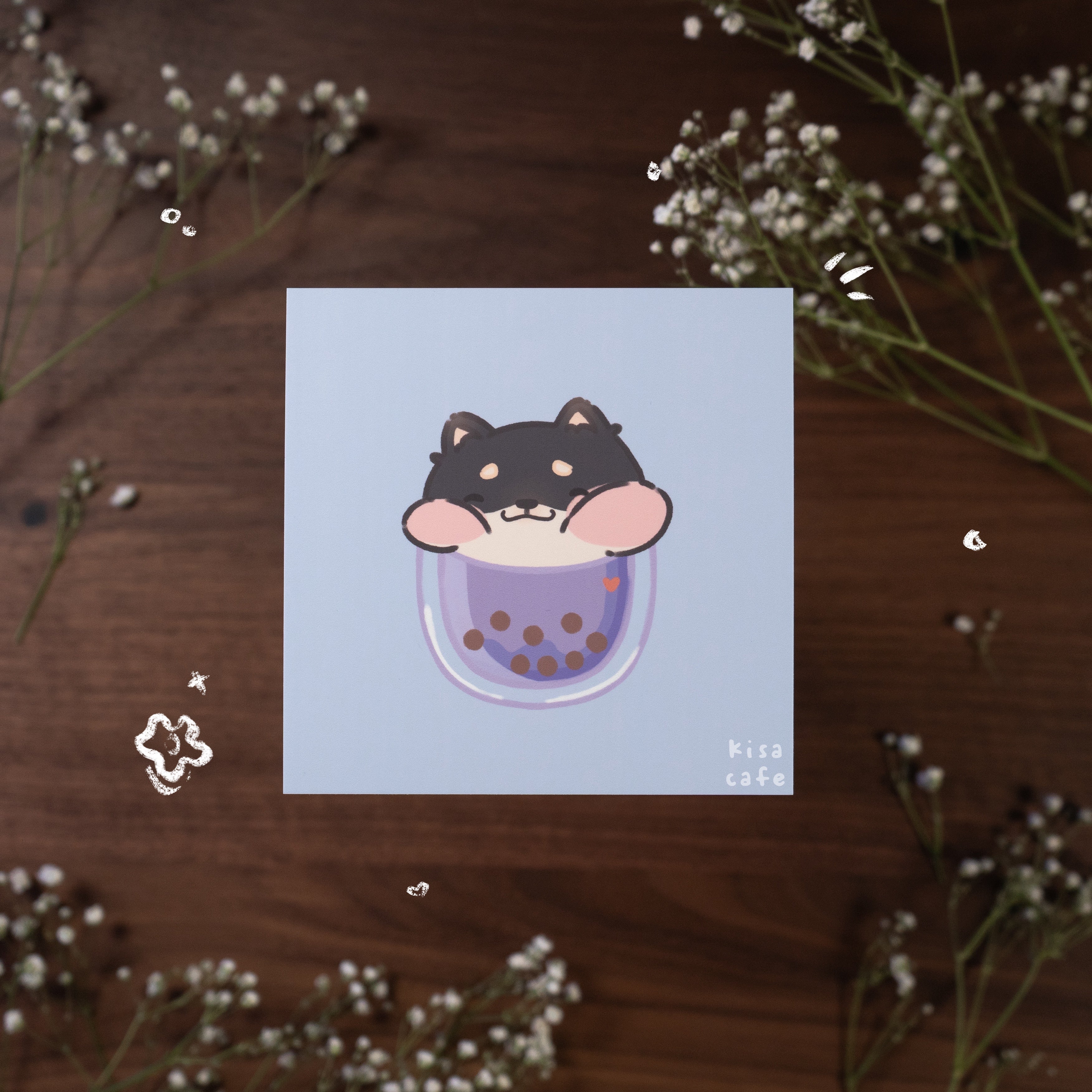 Boba Cafe: Burnt Shiba Mini Print