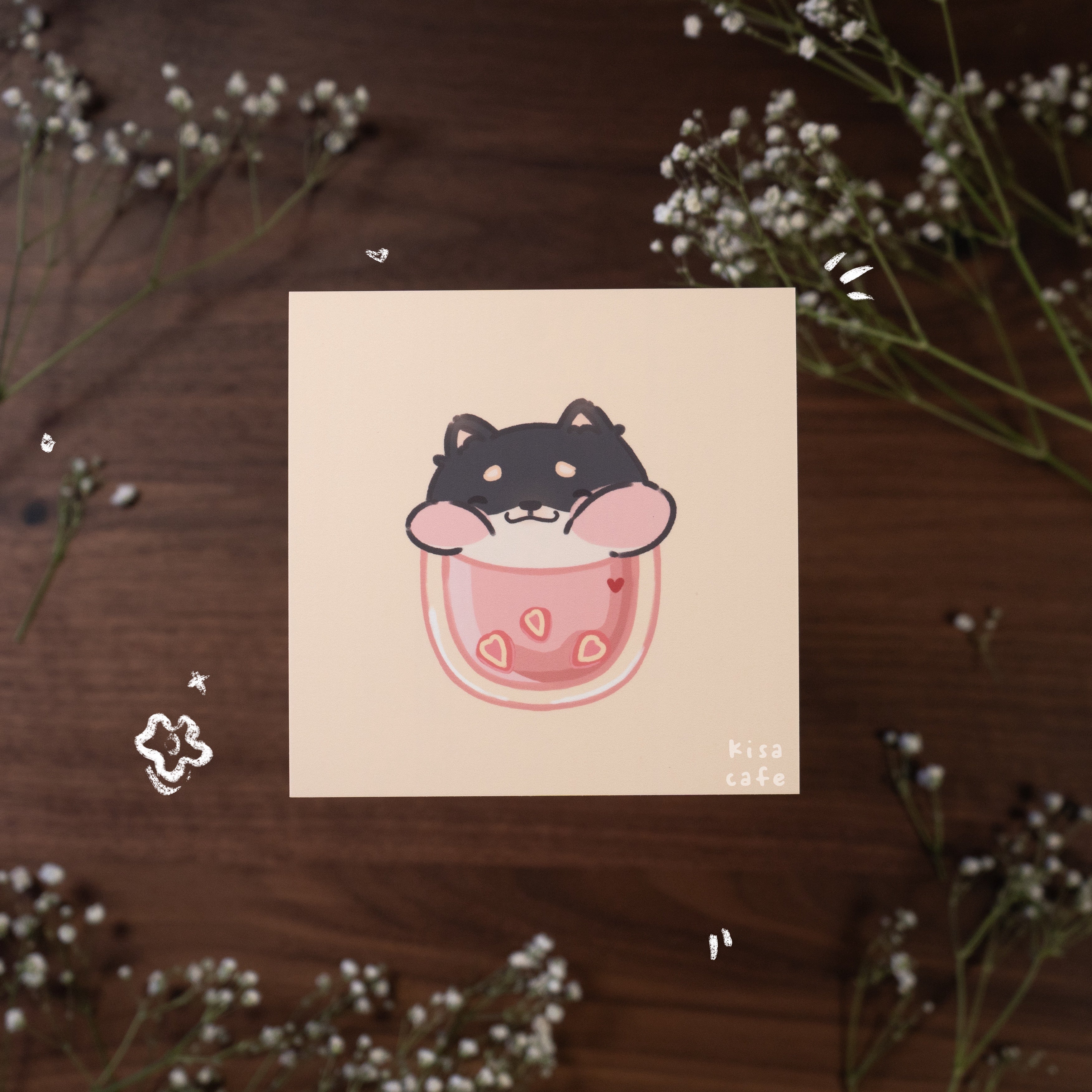 Boba Cafe: Burnt Shiba Mini Print