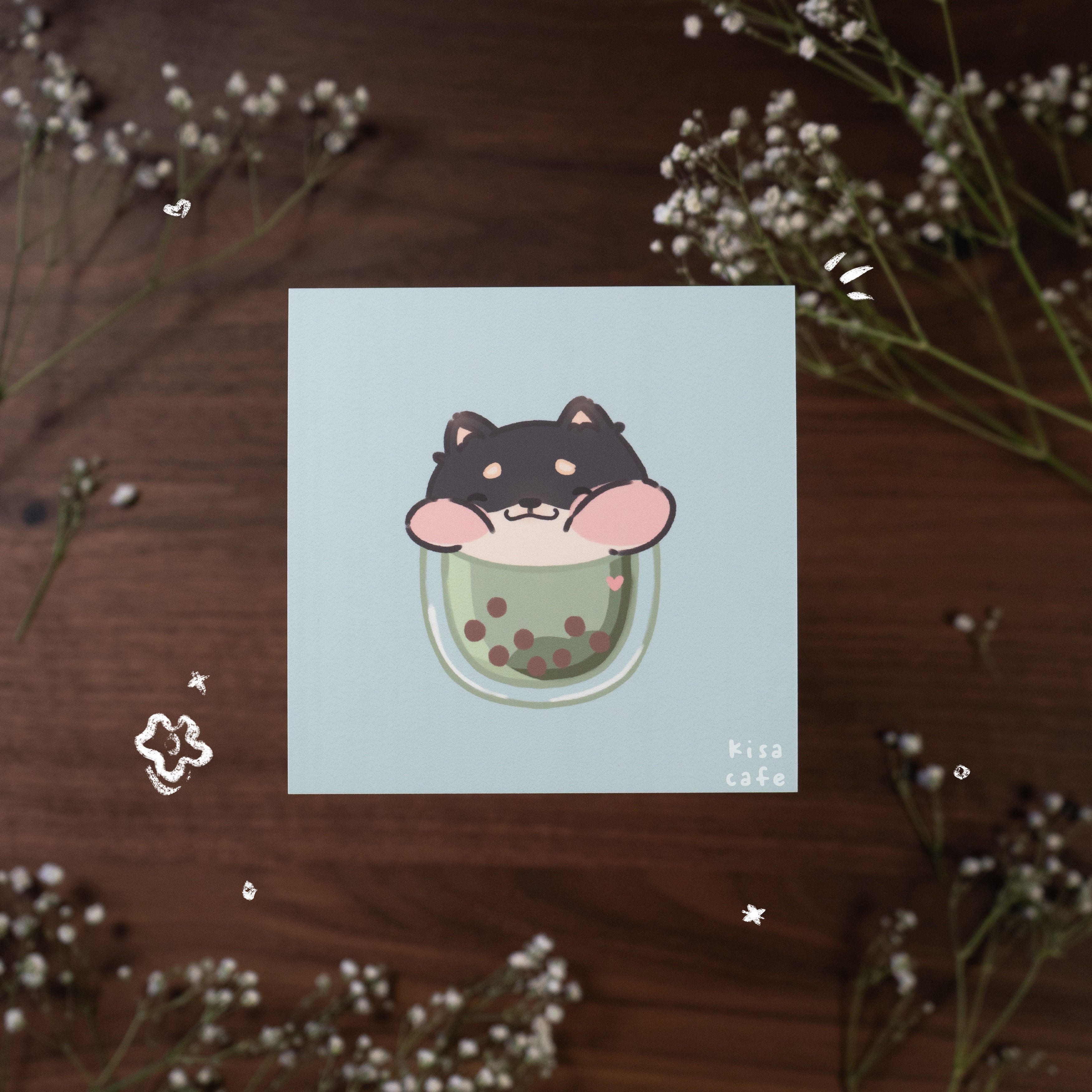 Boba Cafe: Burnt Shiba Mini Print