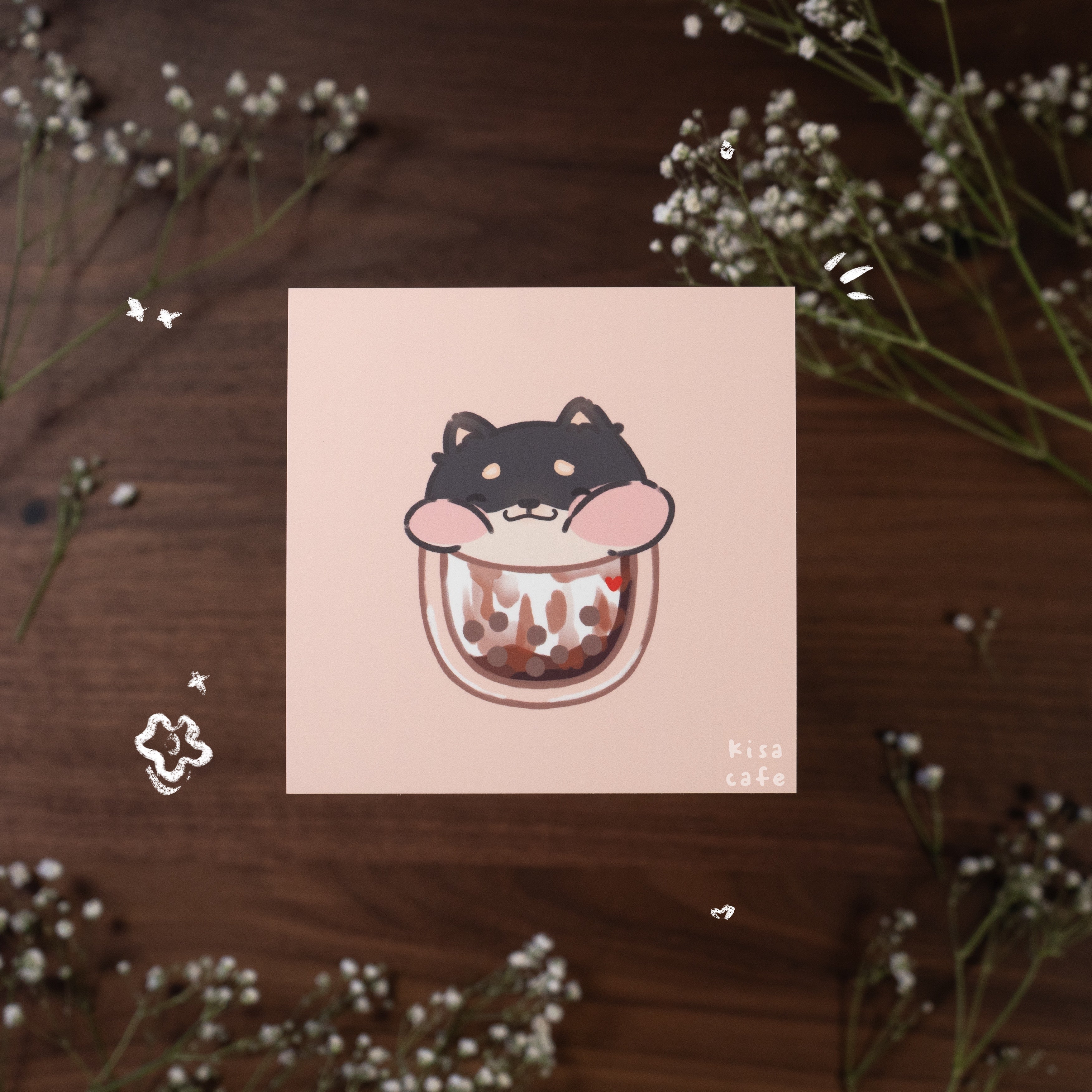 Boba Cafe: Burnt Shiba Mini Print