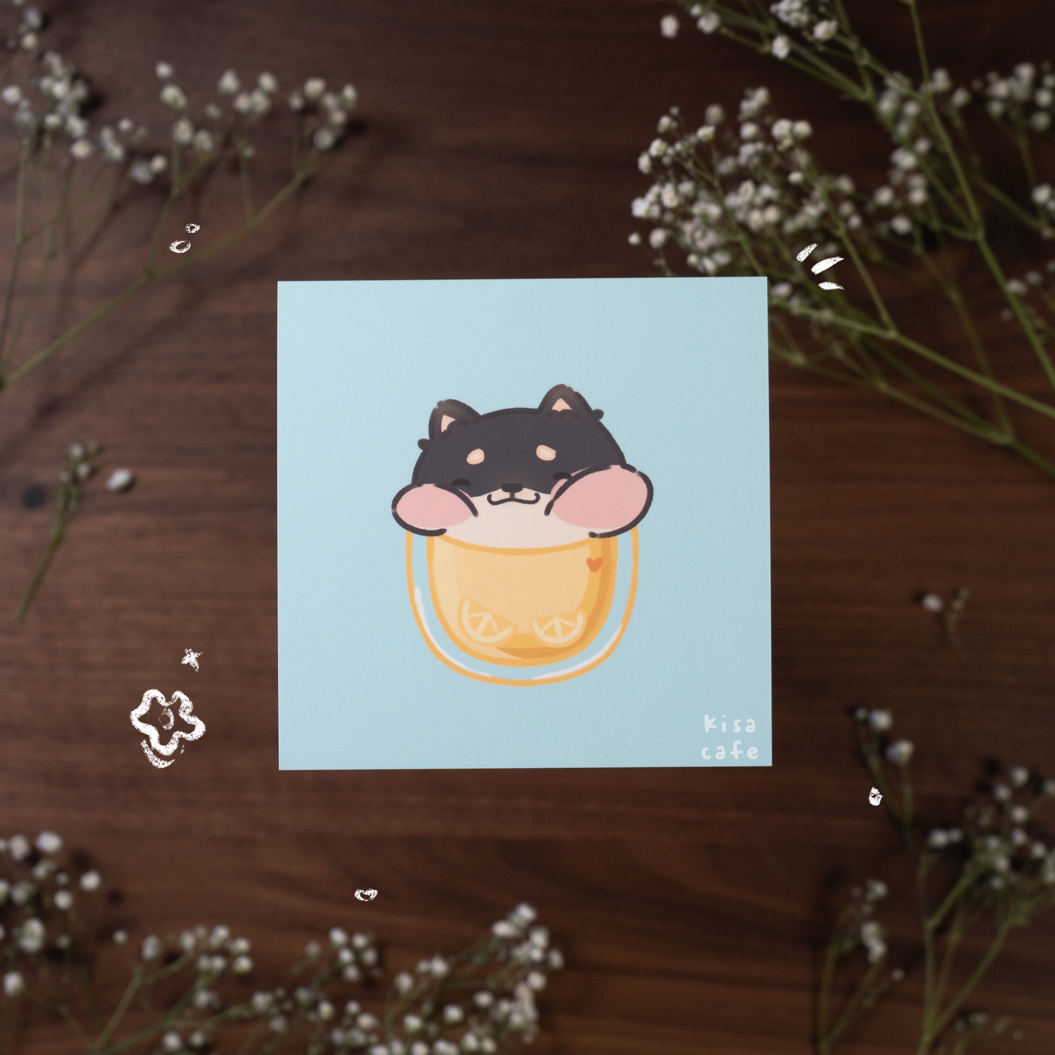 Boba Cafe: Burnt Shiba Mini Print