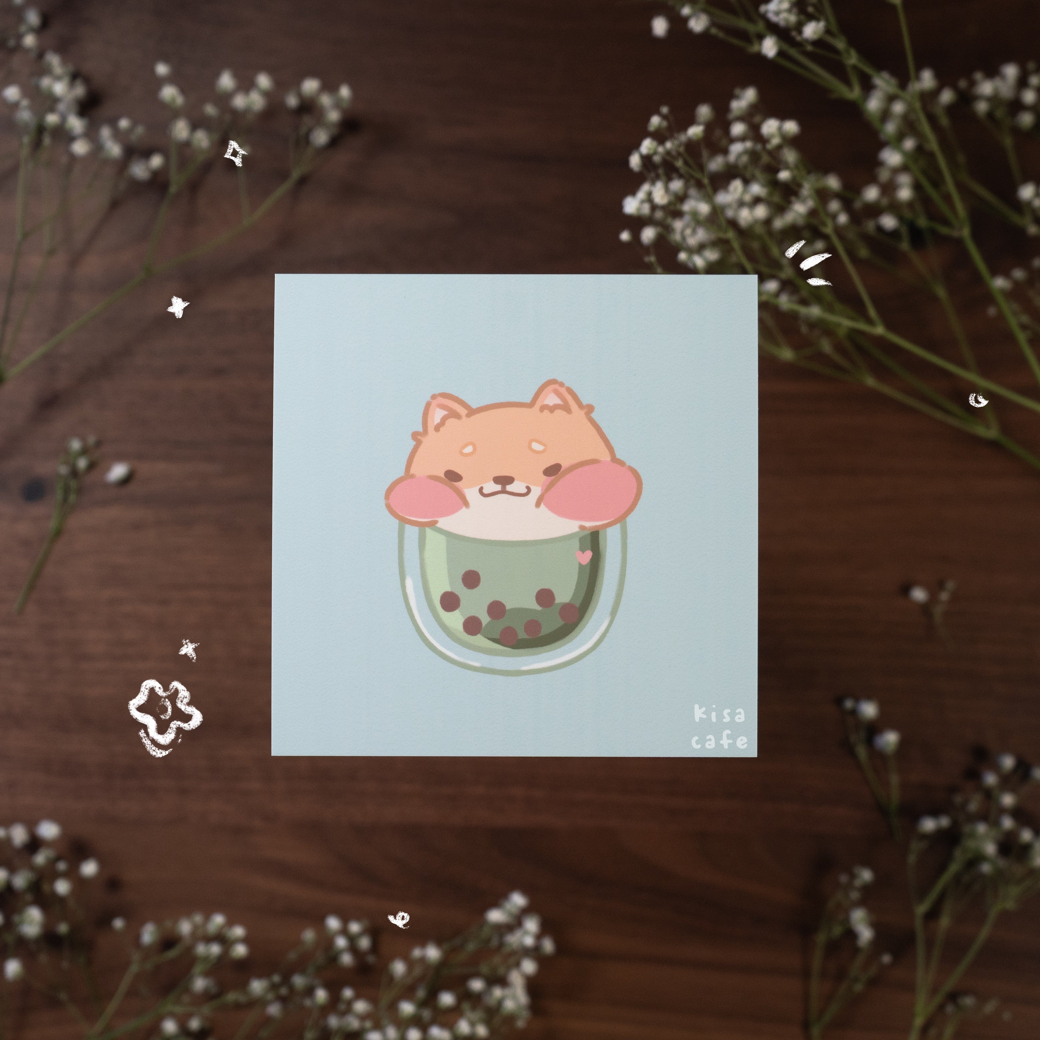 Boba Cafe: Toast Shiba Mini Print