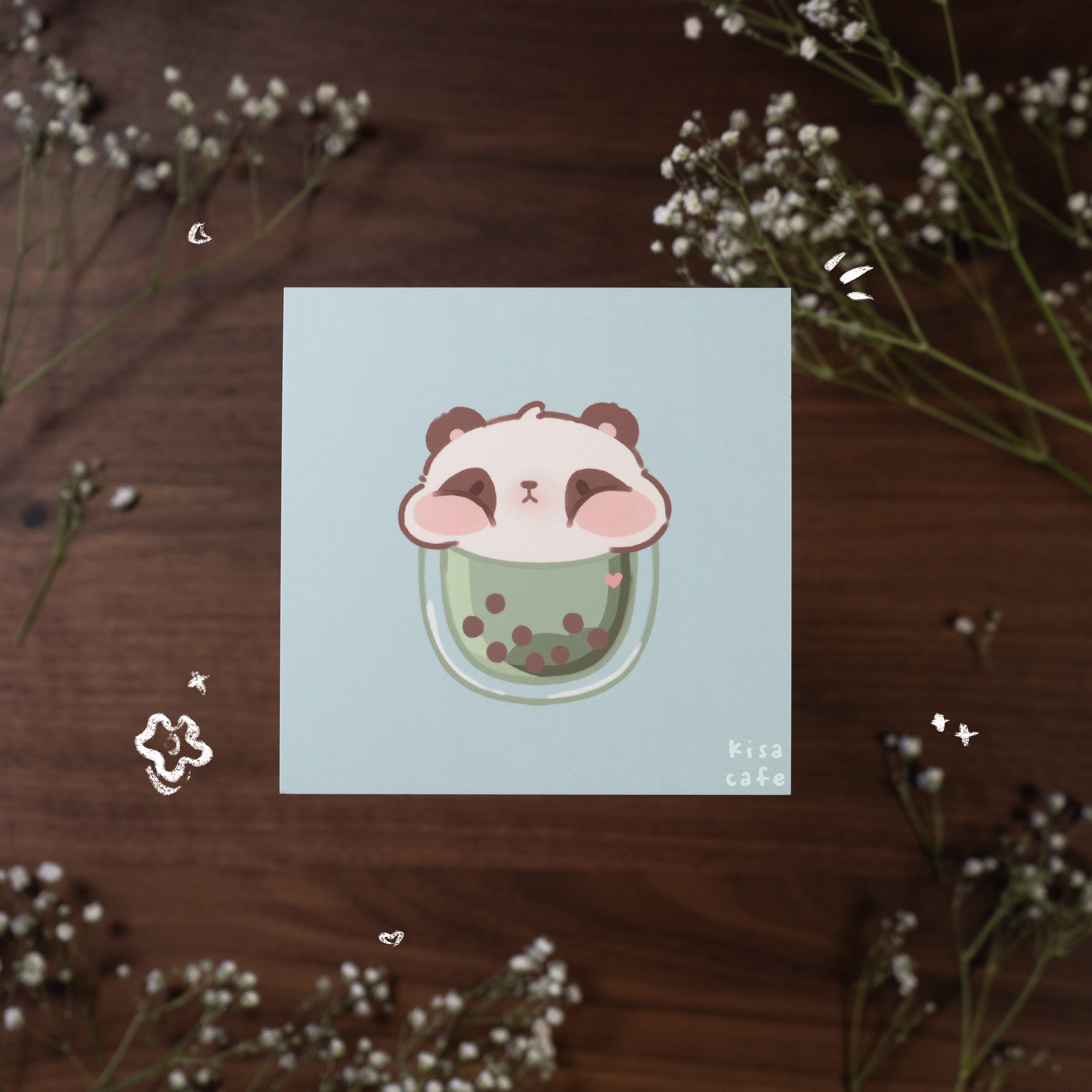 Boba Cafe: Panda Mini Print