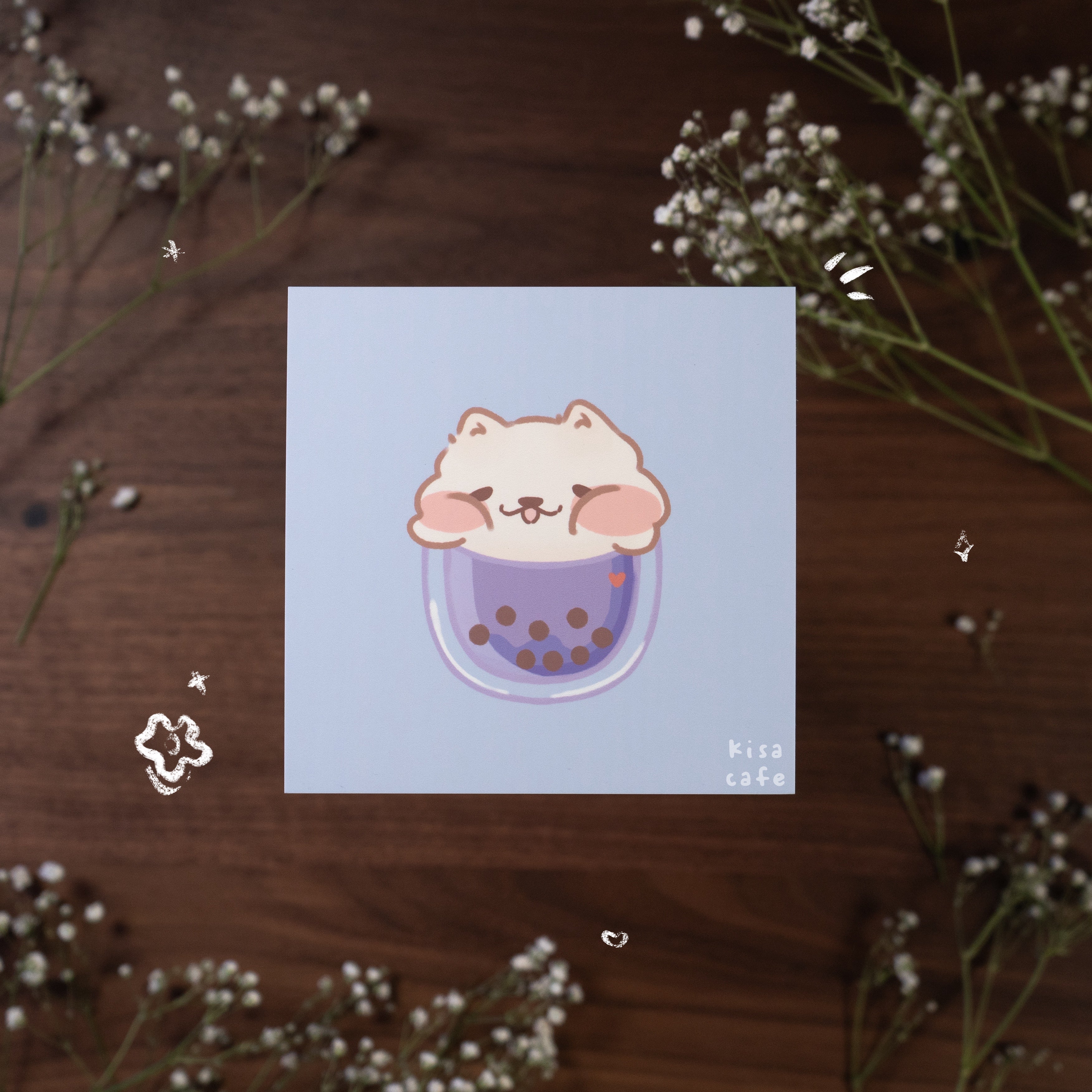 Boba Cafe: Samoyed Mini Print