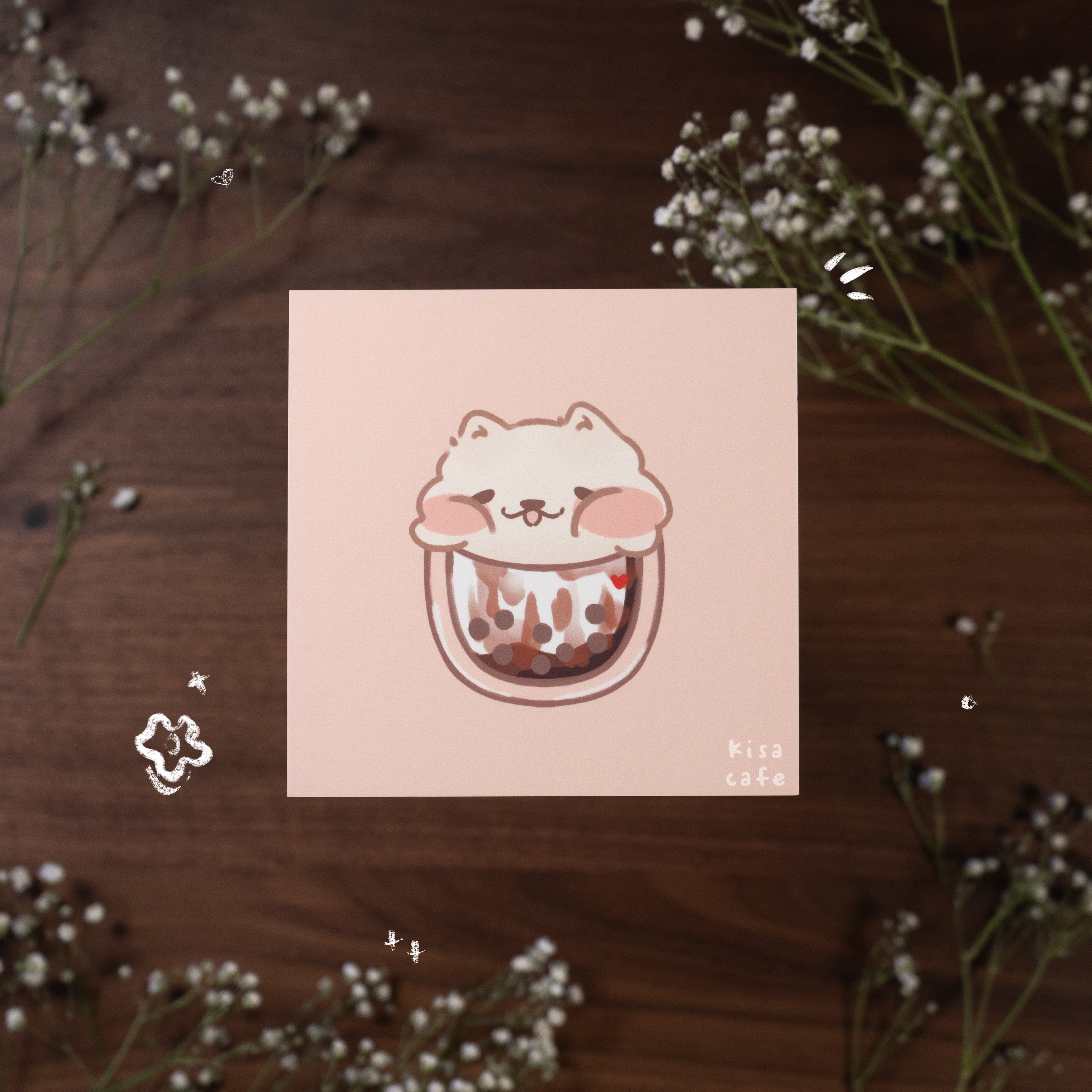 Boba Cafe: Samoyed Mini Print