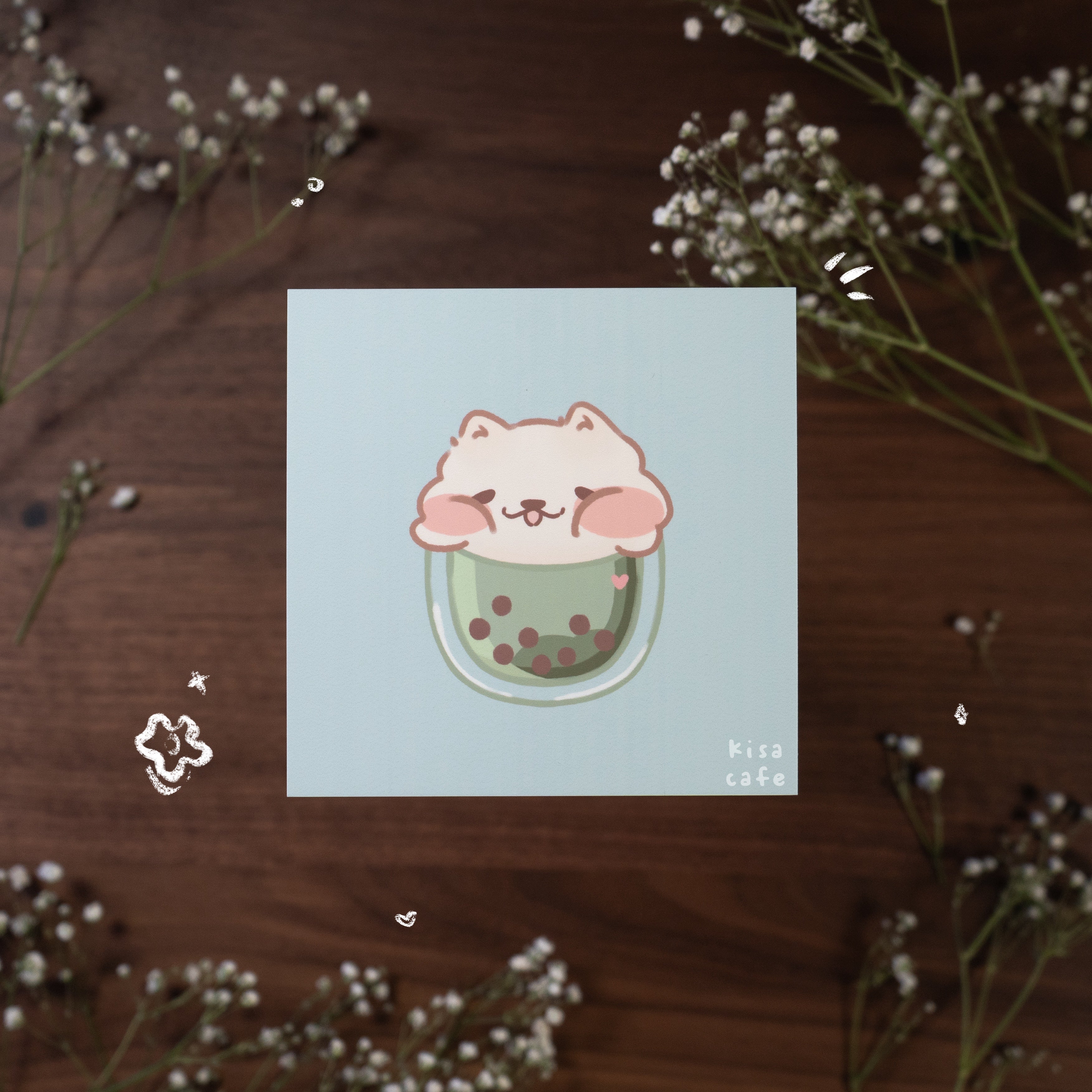 Boba Cafe: Samoyed Mini Print