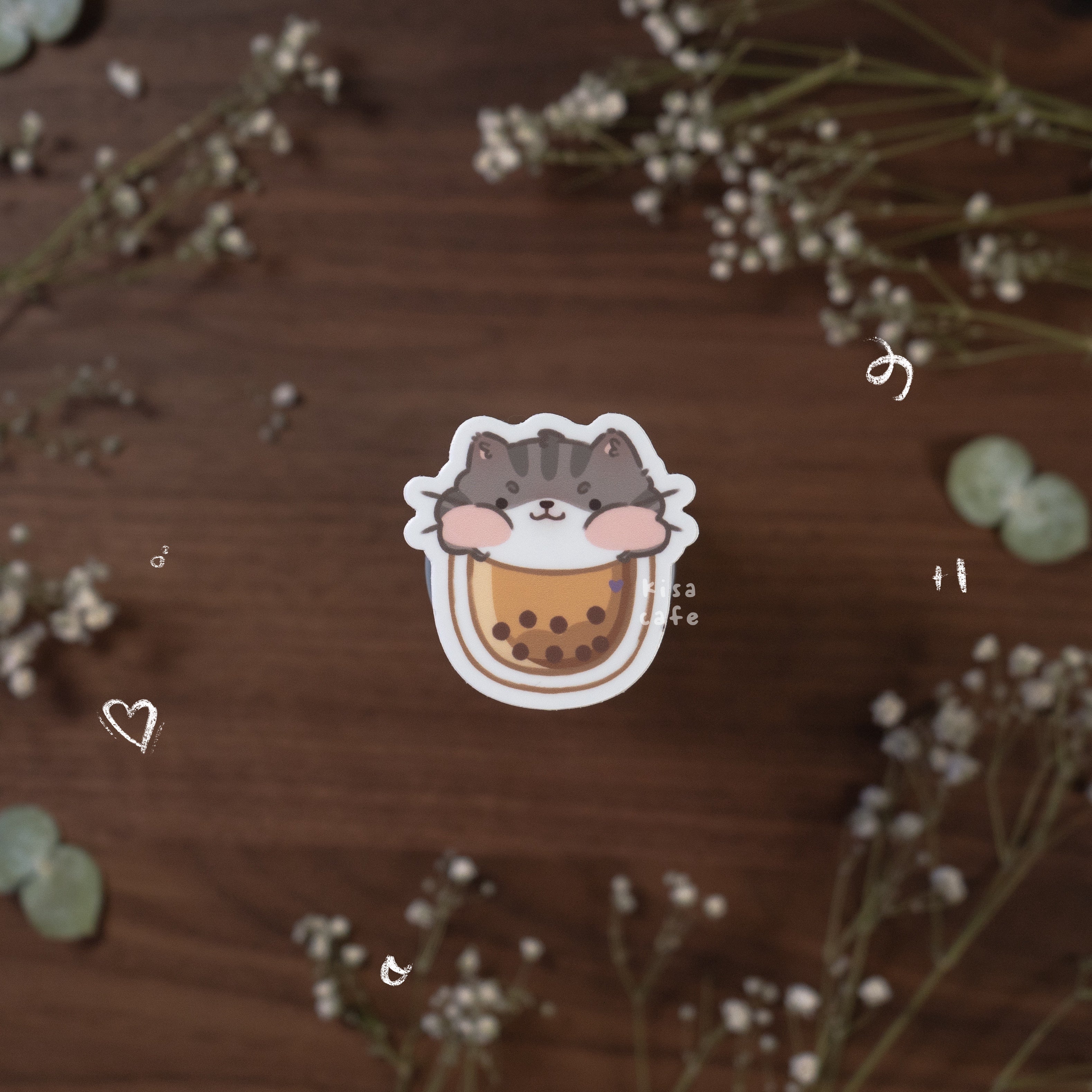 Boba Cafe: Grey Tabby Sticker