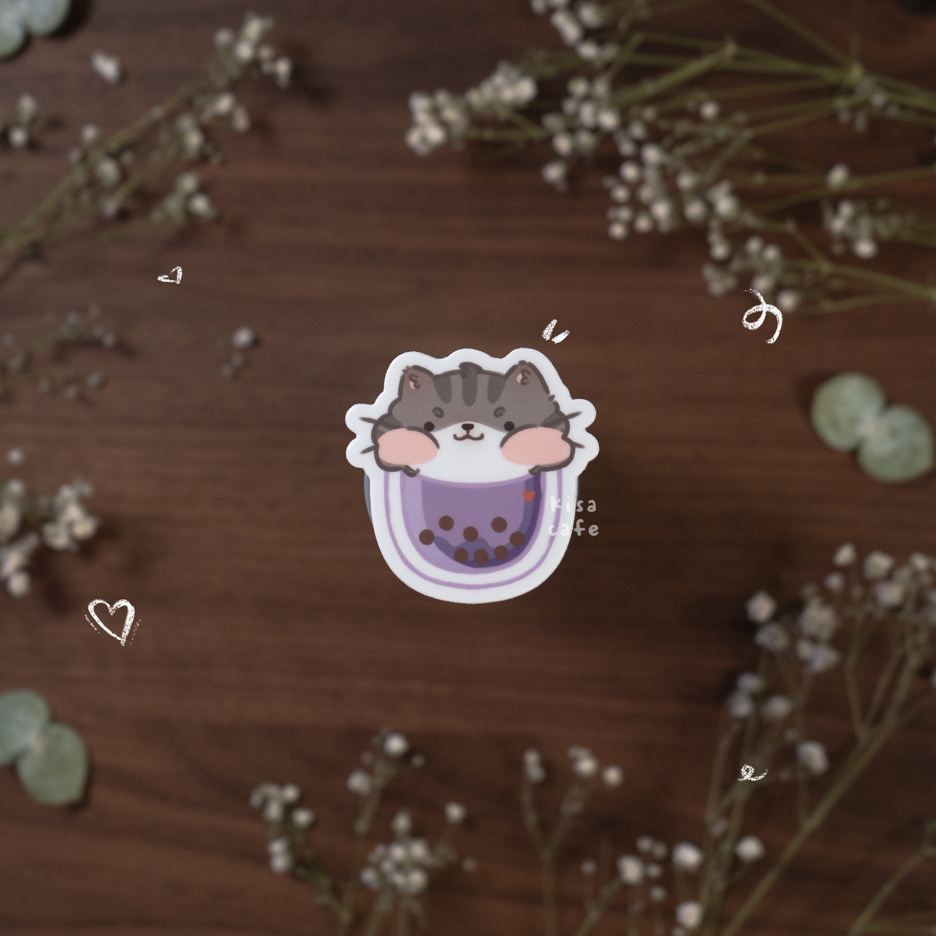 Boba Cafe: Grey Tabby Sticker