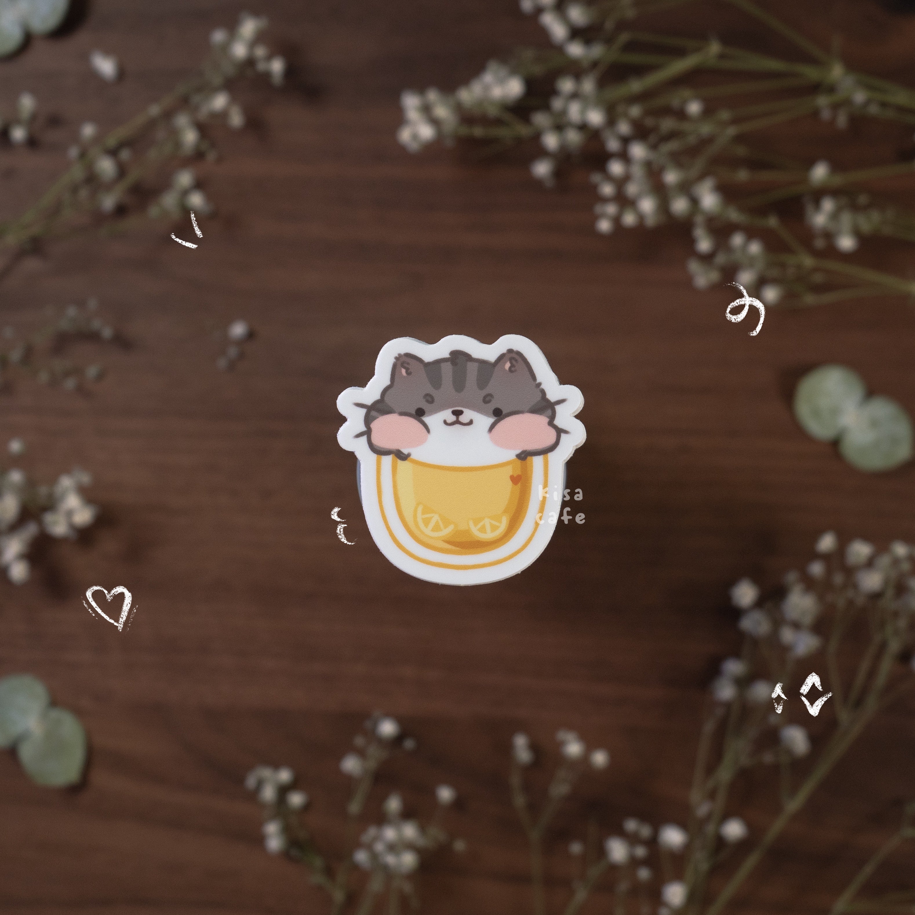 Boba Cafe: Grey Tabby Sticker