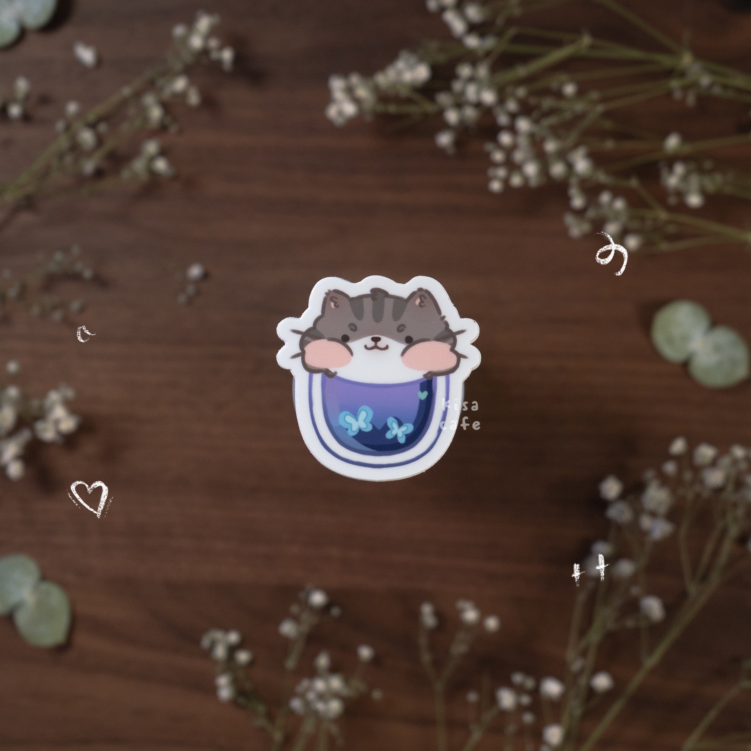 Boba Cafe: Grey Tabby Sticker