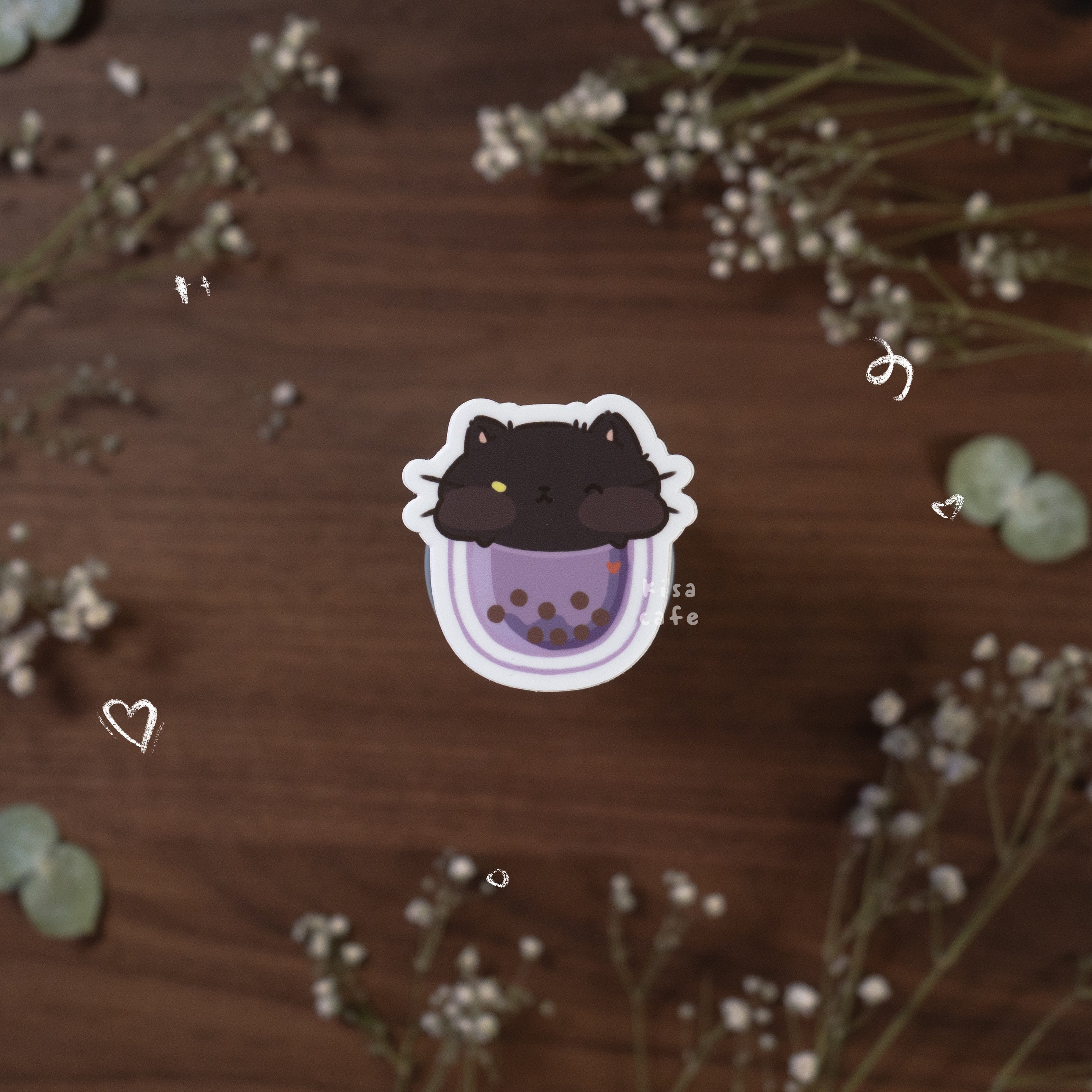 Boba Cafe: Black Cat Sticker