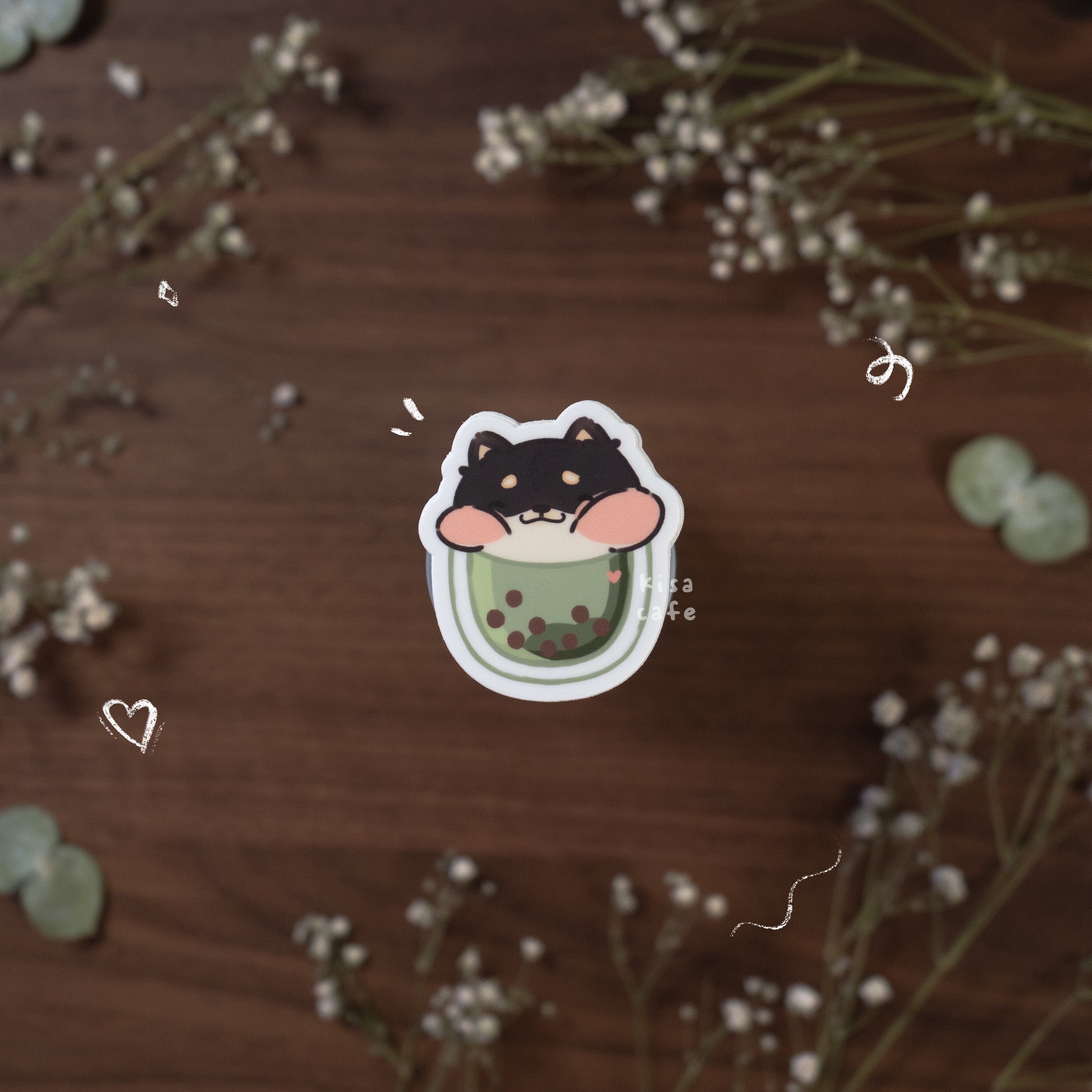 Boba Cafe: Burnt Shiba Sticker