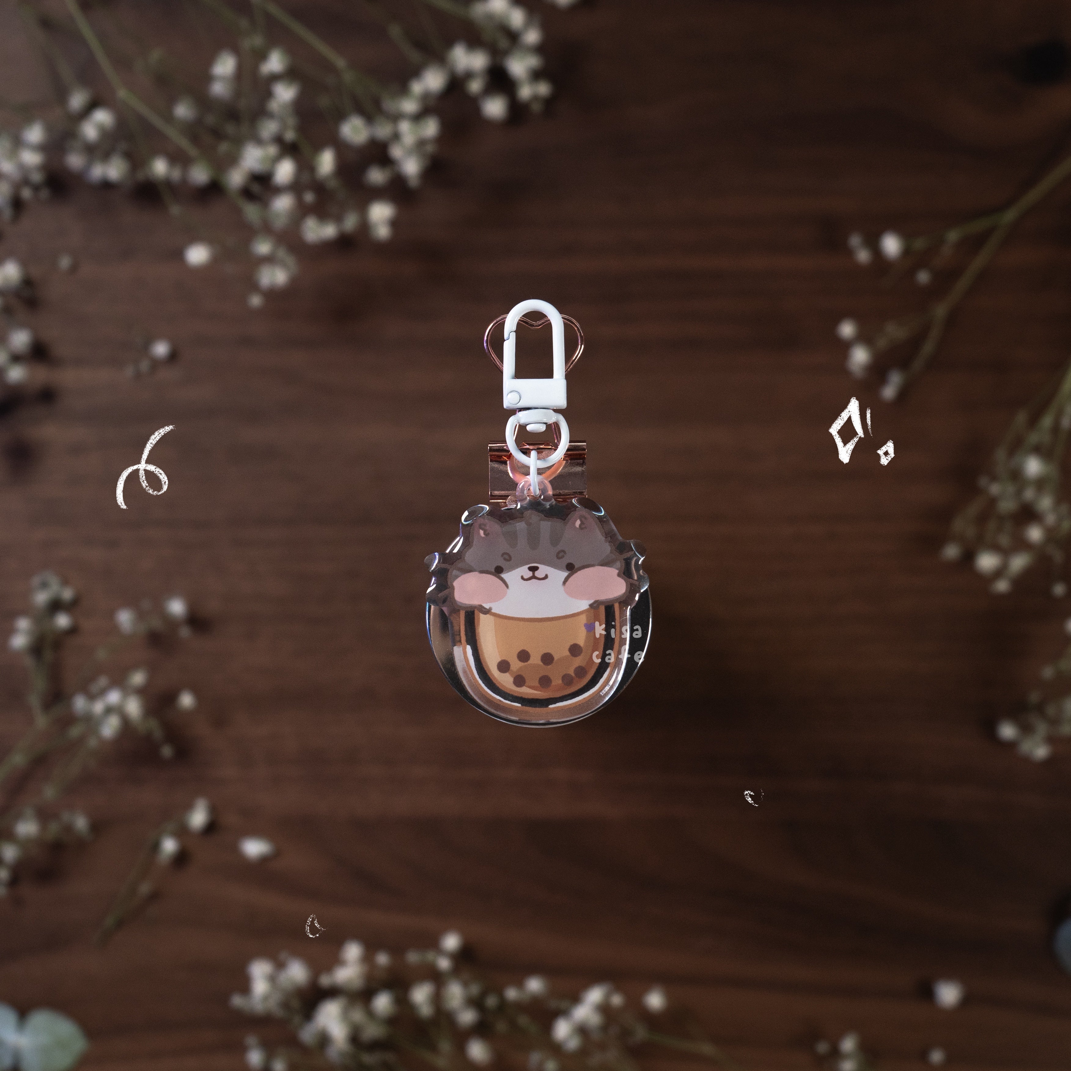 Boba Cafe: Grey Tabby Keychain