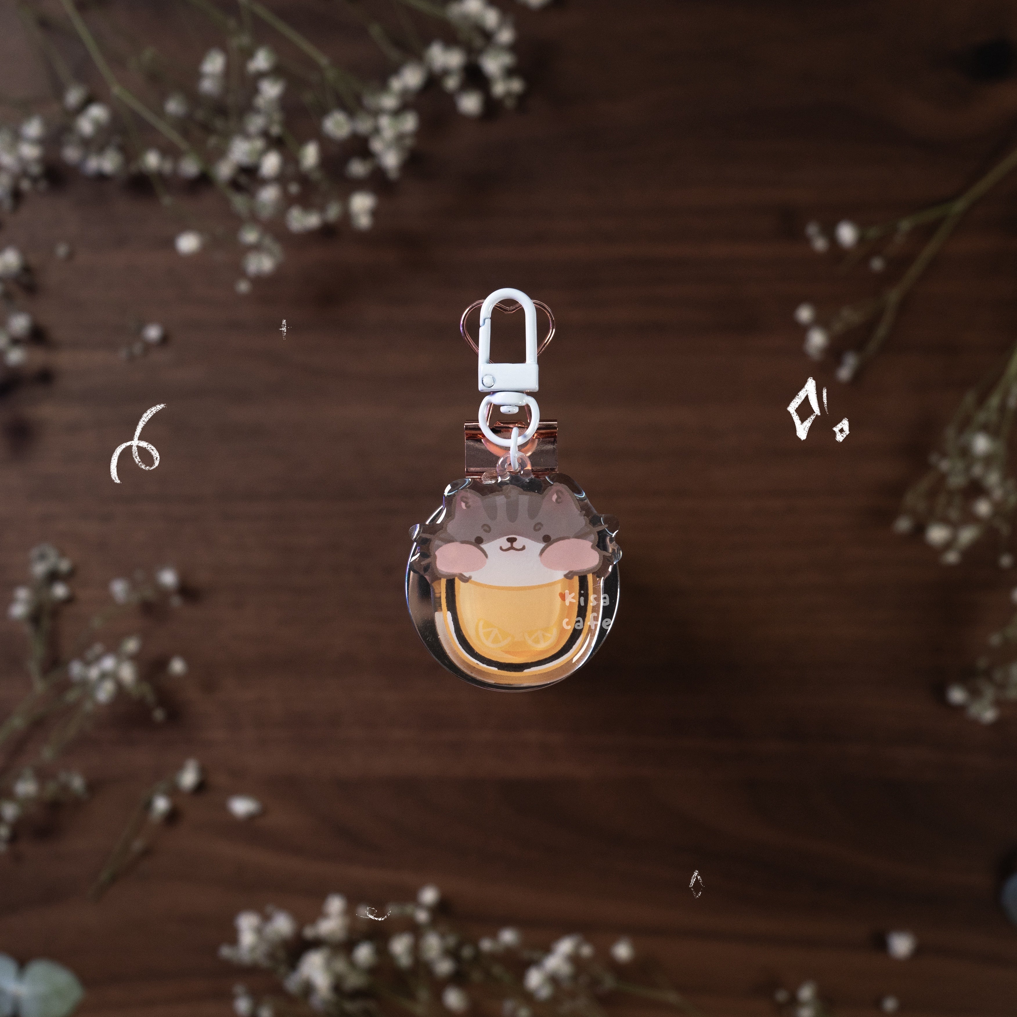 Boba Cafe: Grey Tabby Keychain