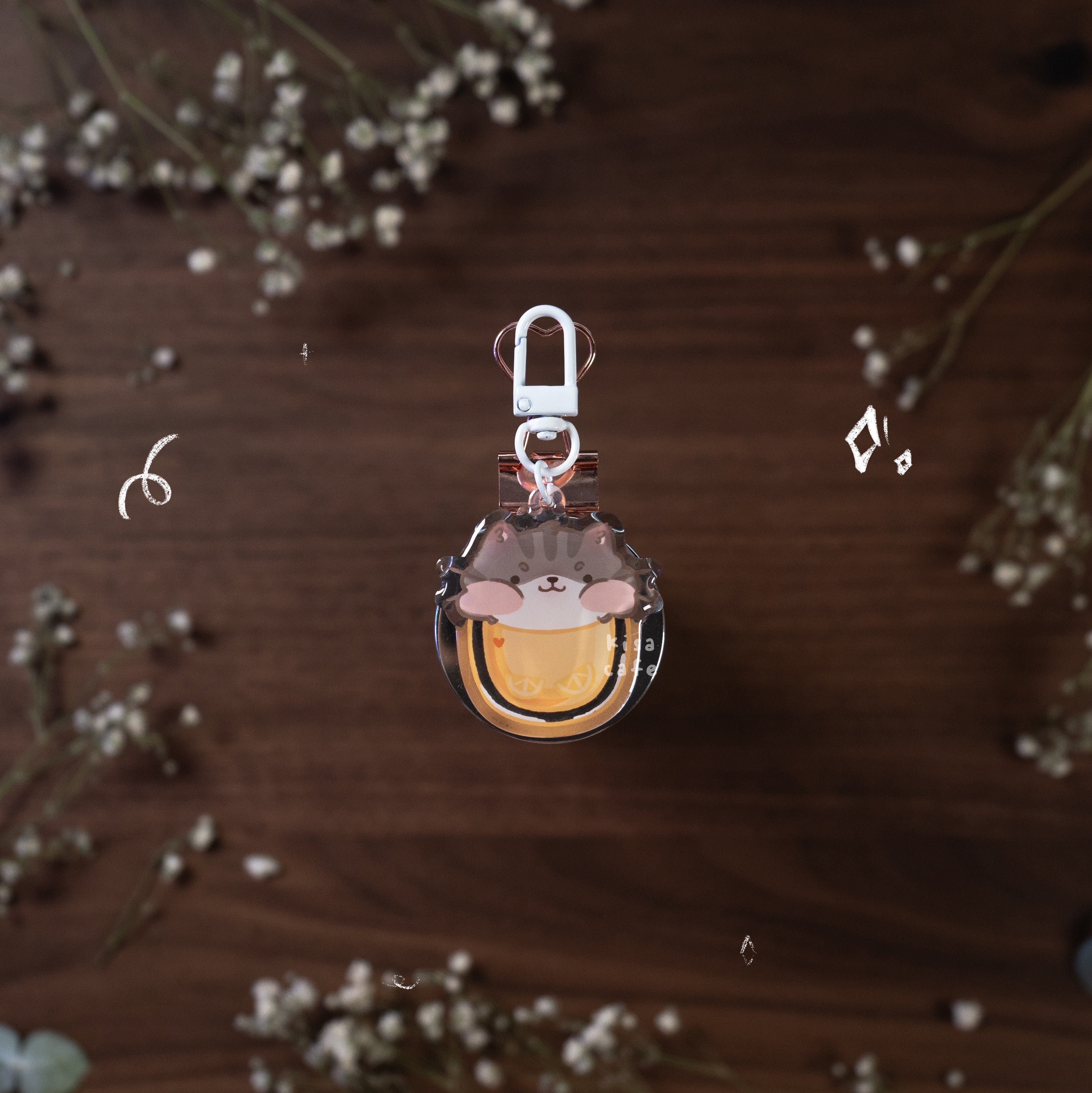 Boba Cafe: Grey Tabby Keychain