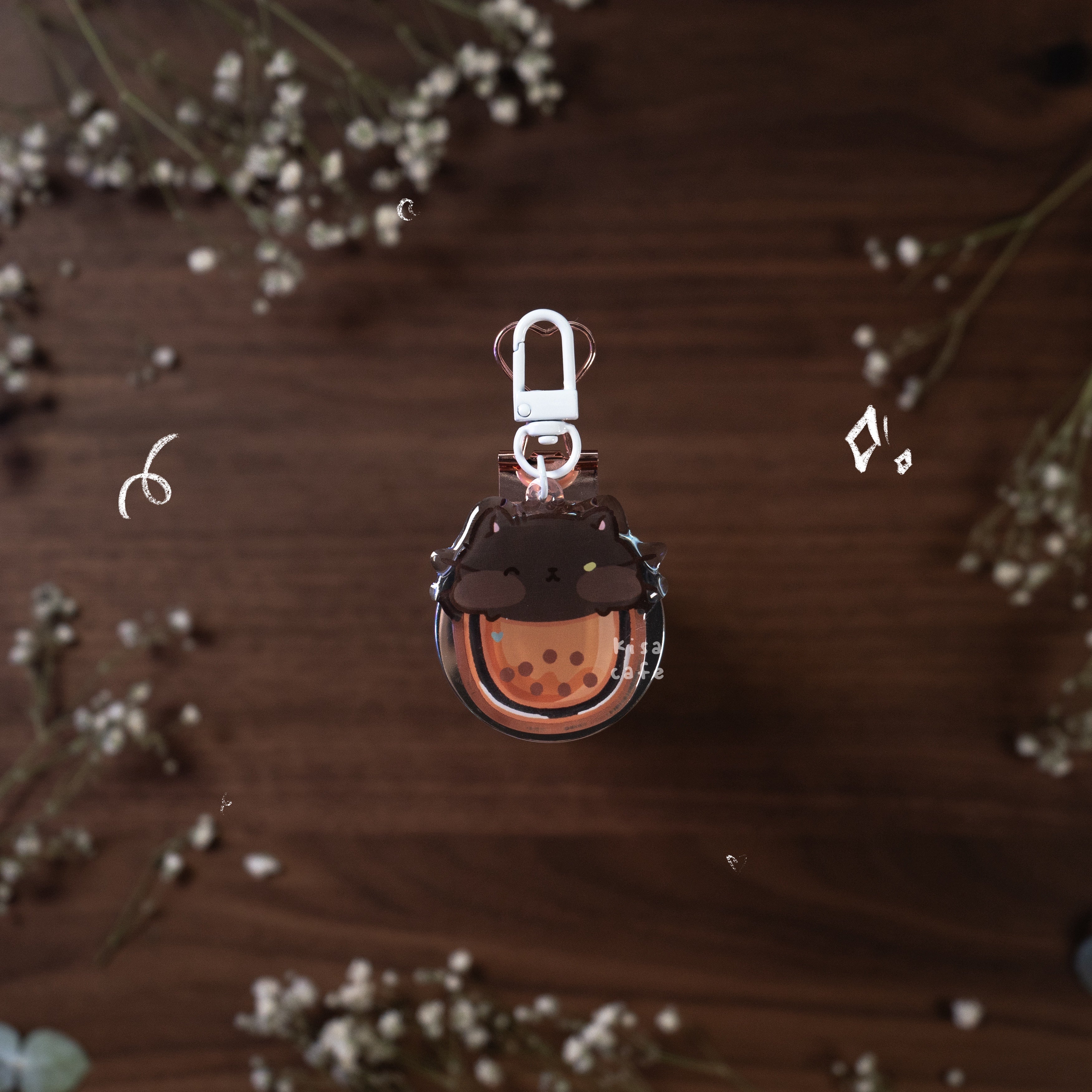 Boba Cafe: Black Cat Keychain