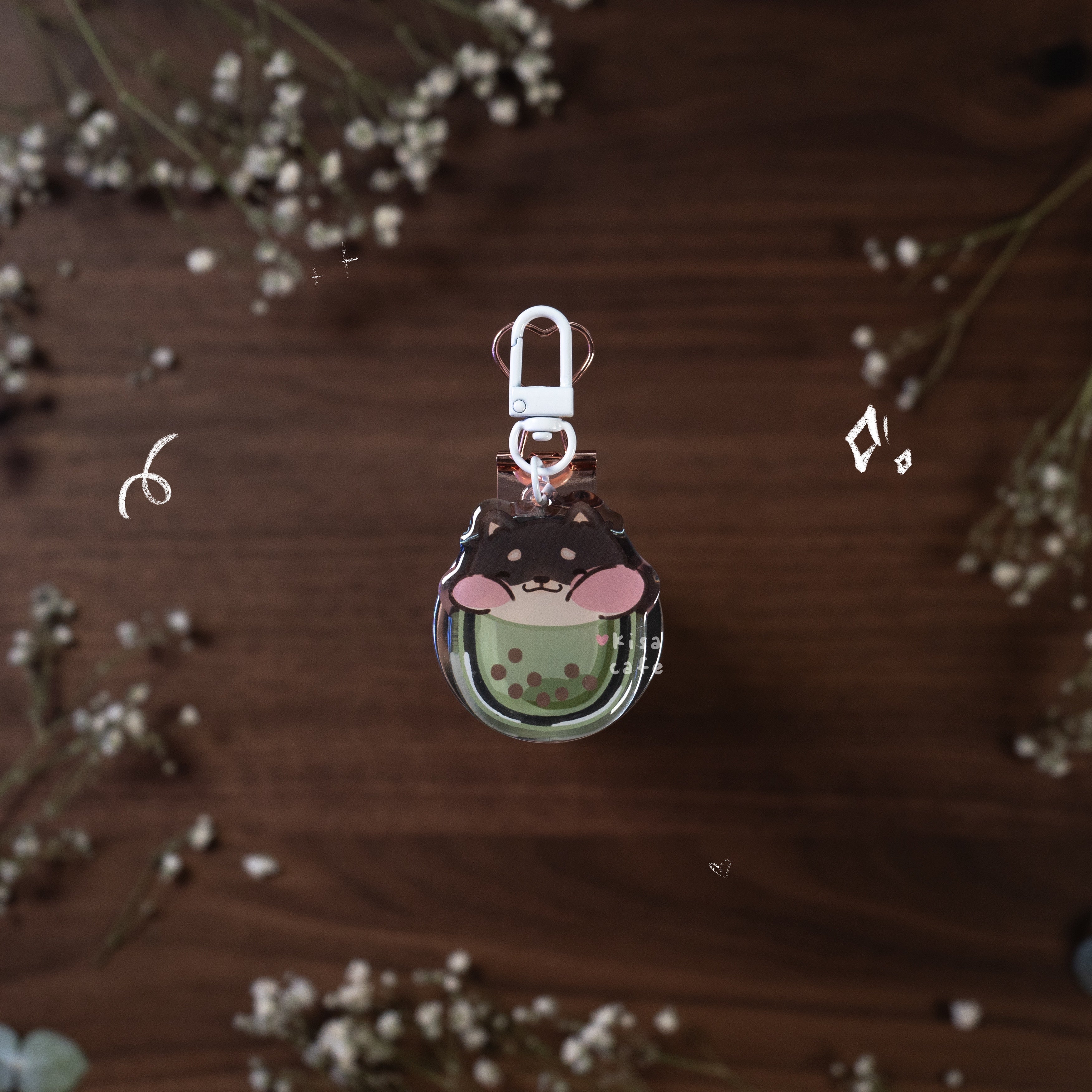 Boba Cafe: Burnt Shiba Keychain