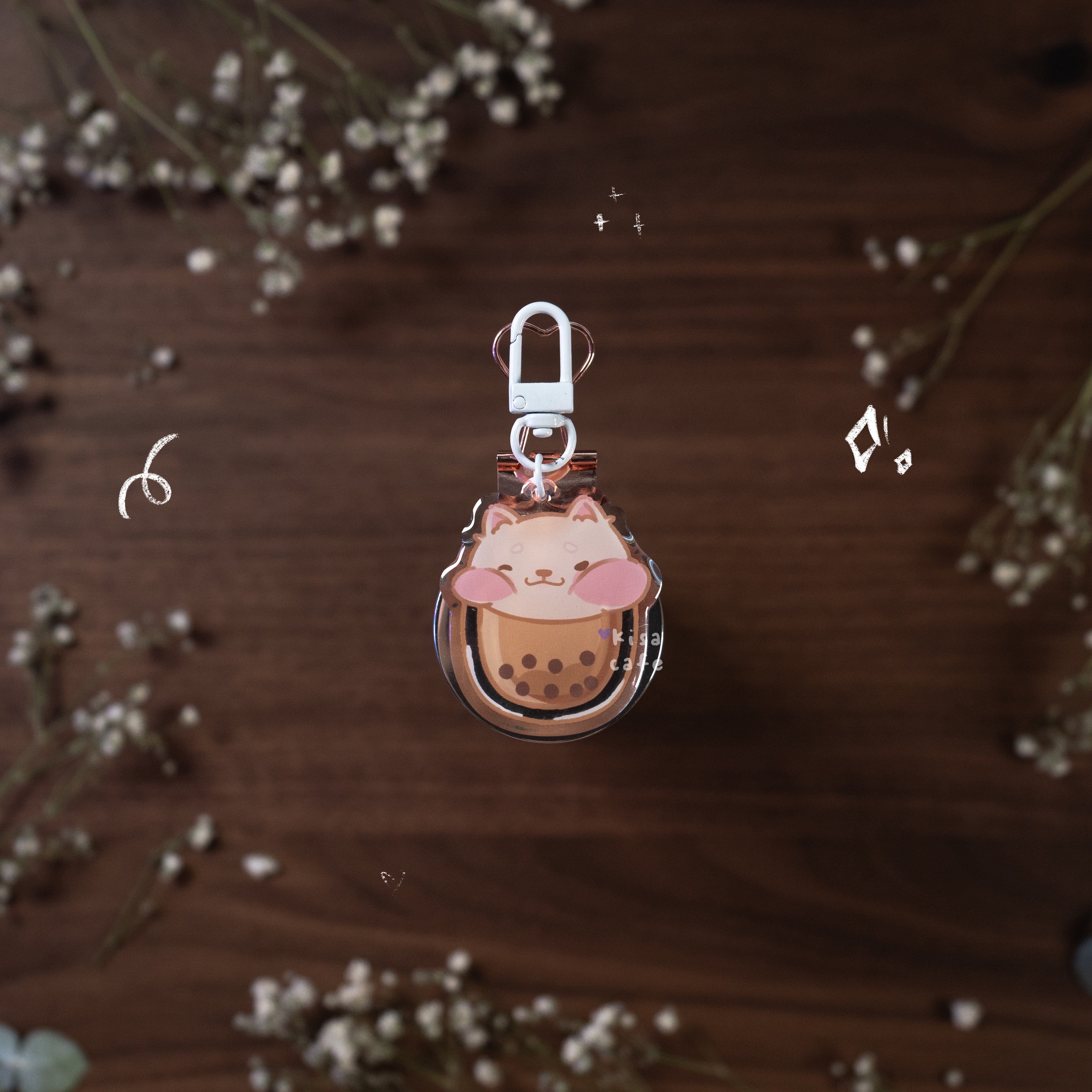 Boba Cafe: Cream Shiba Keychain