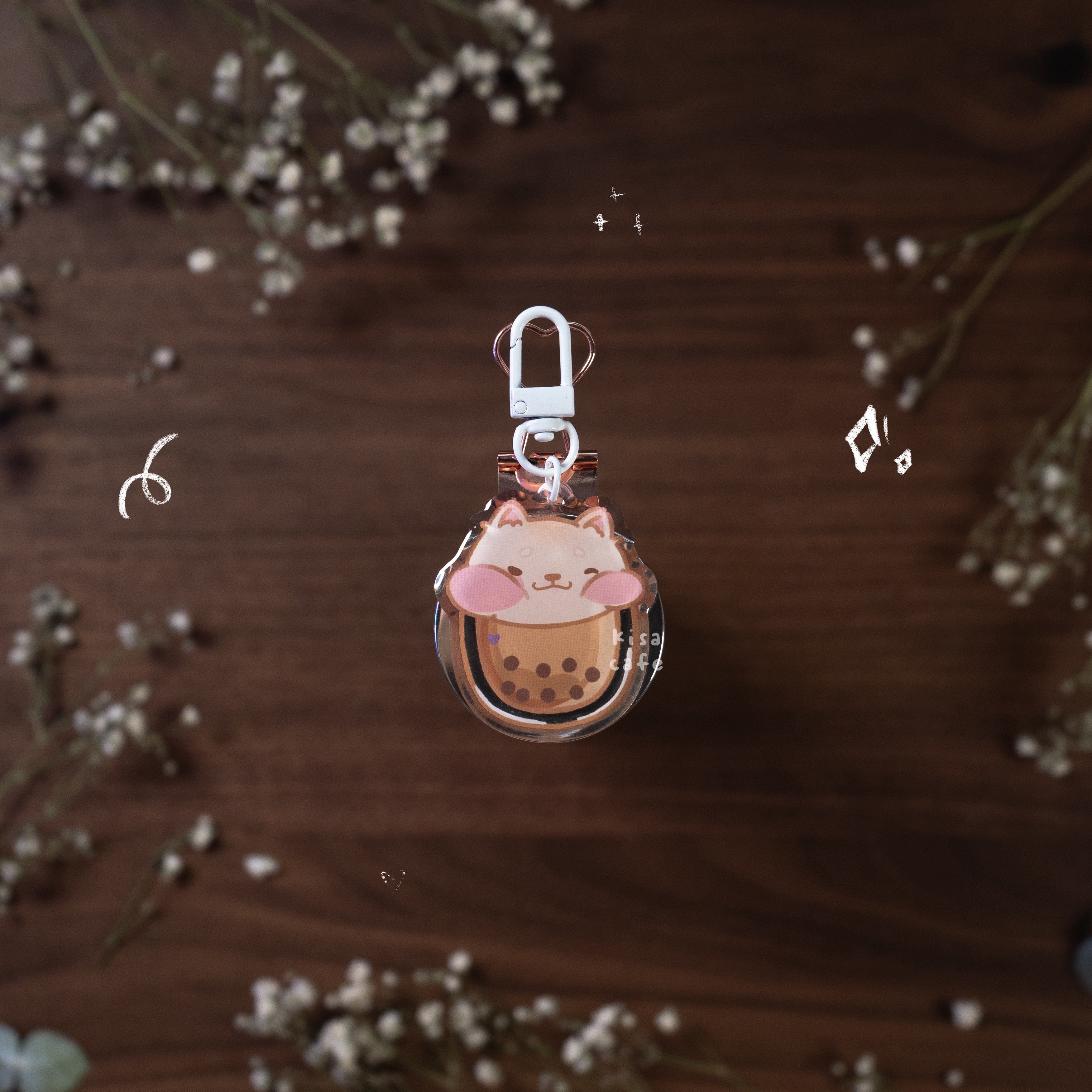 Boba Cafe: Cream Shiba Keychain