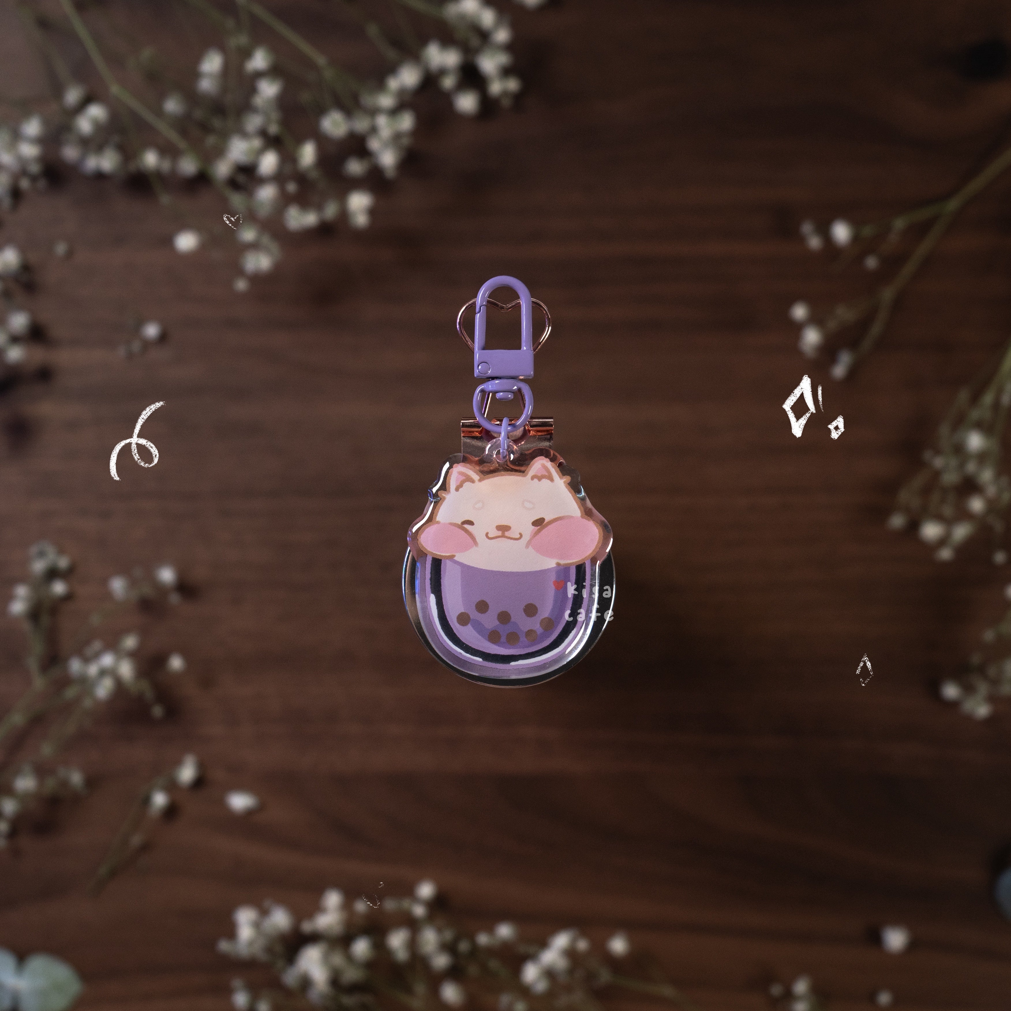 Boba Cafe: Cream Shiba Keychain