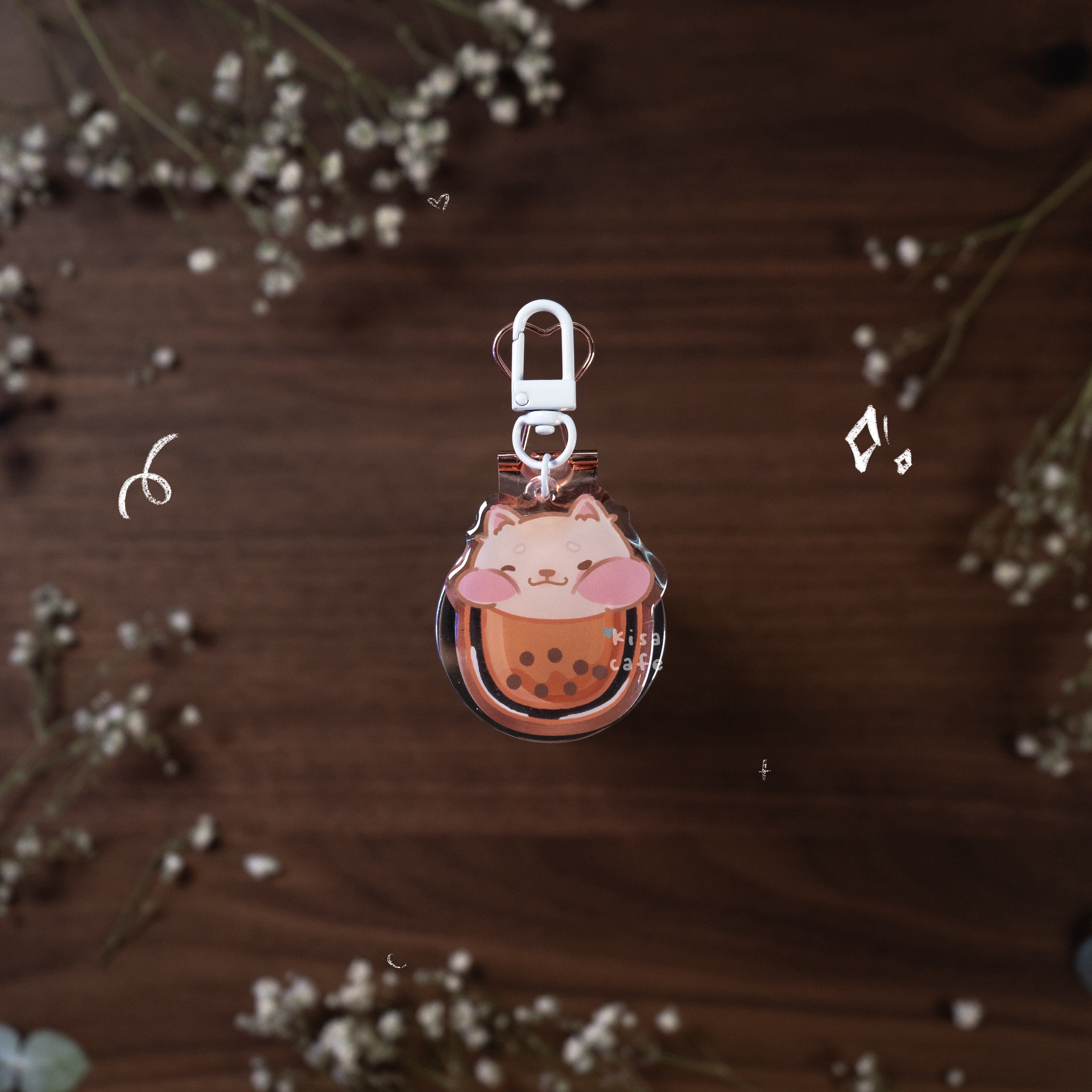 Boba Cafe: Cream Shiba Keychain