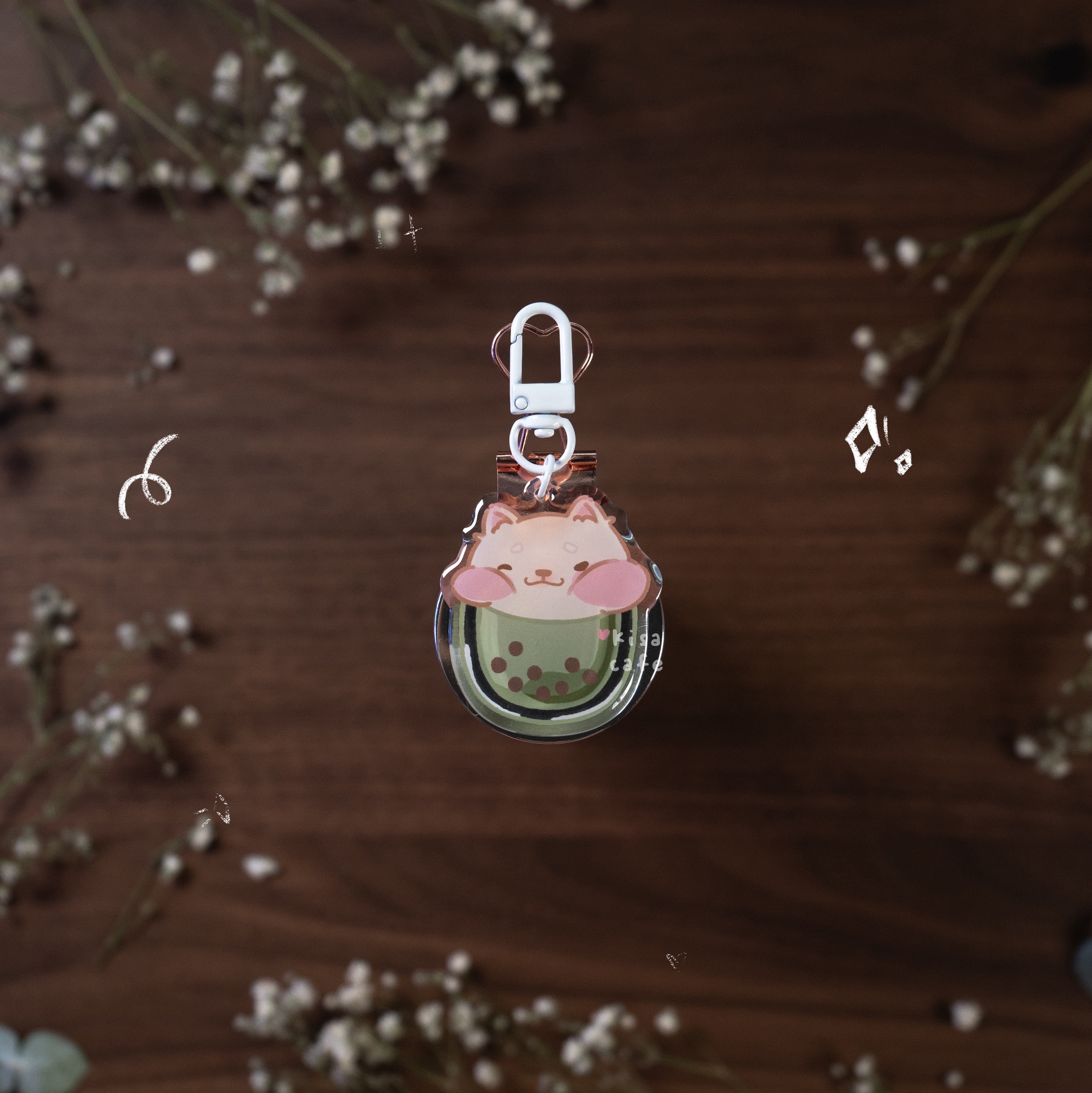 Boba Cafe: Cream Shiba Keychain