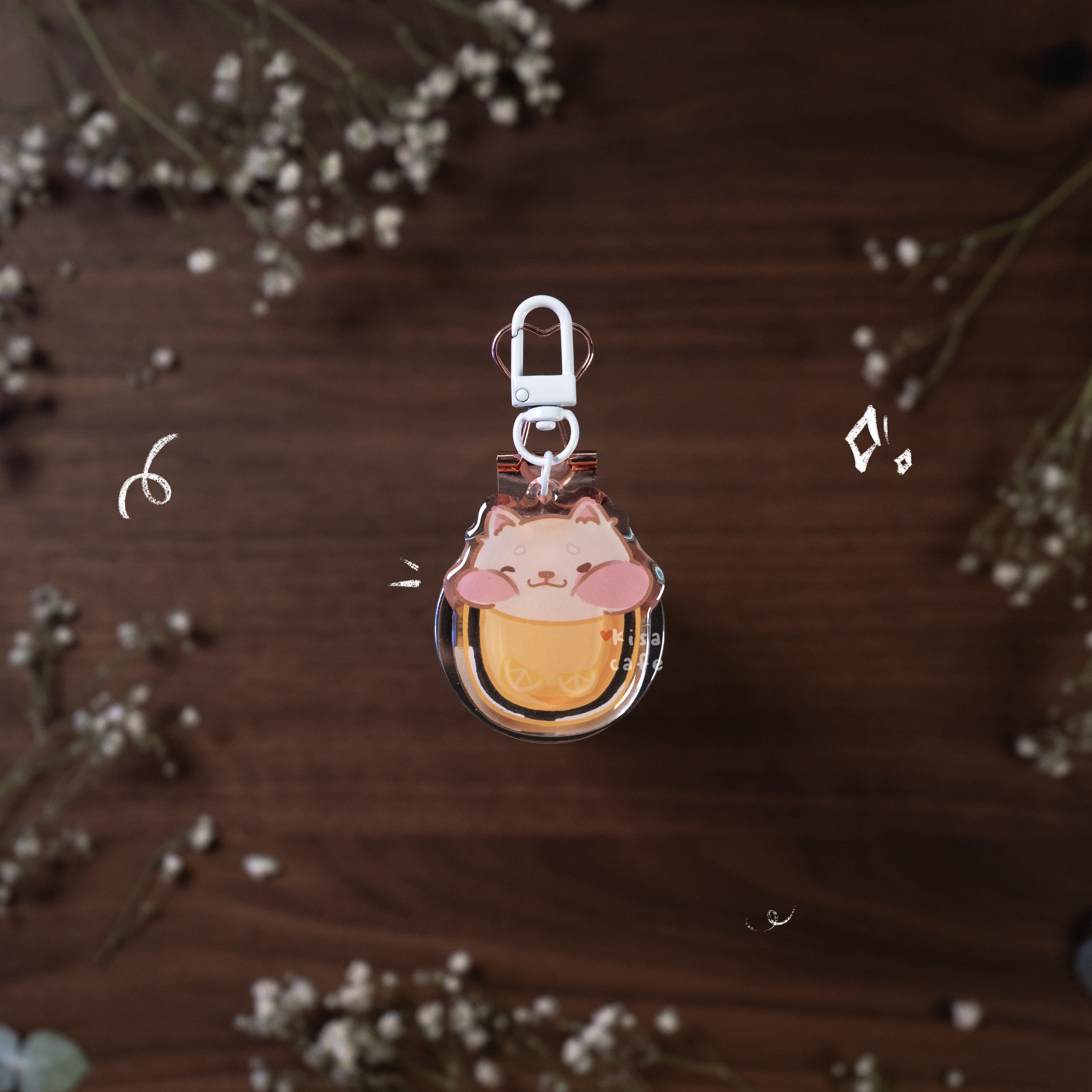 Boba Cafe: Cream Shiba Keychain