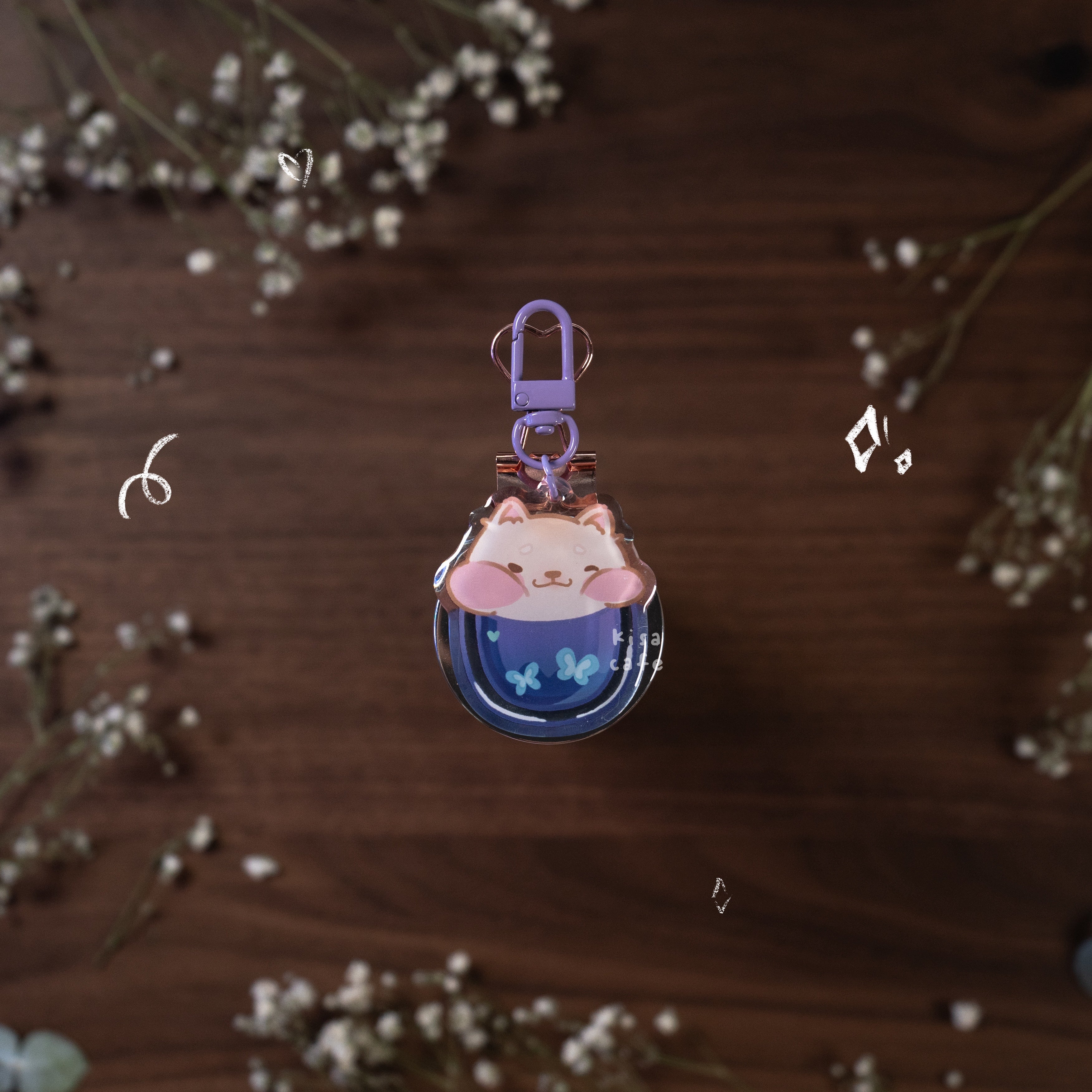 Boba Cafe: Cream Shiba Keychain